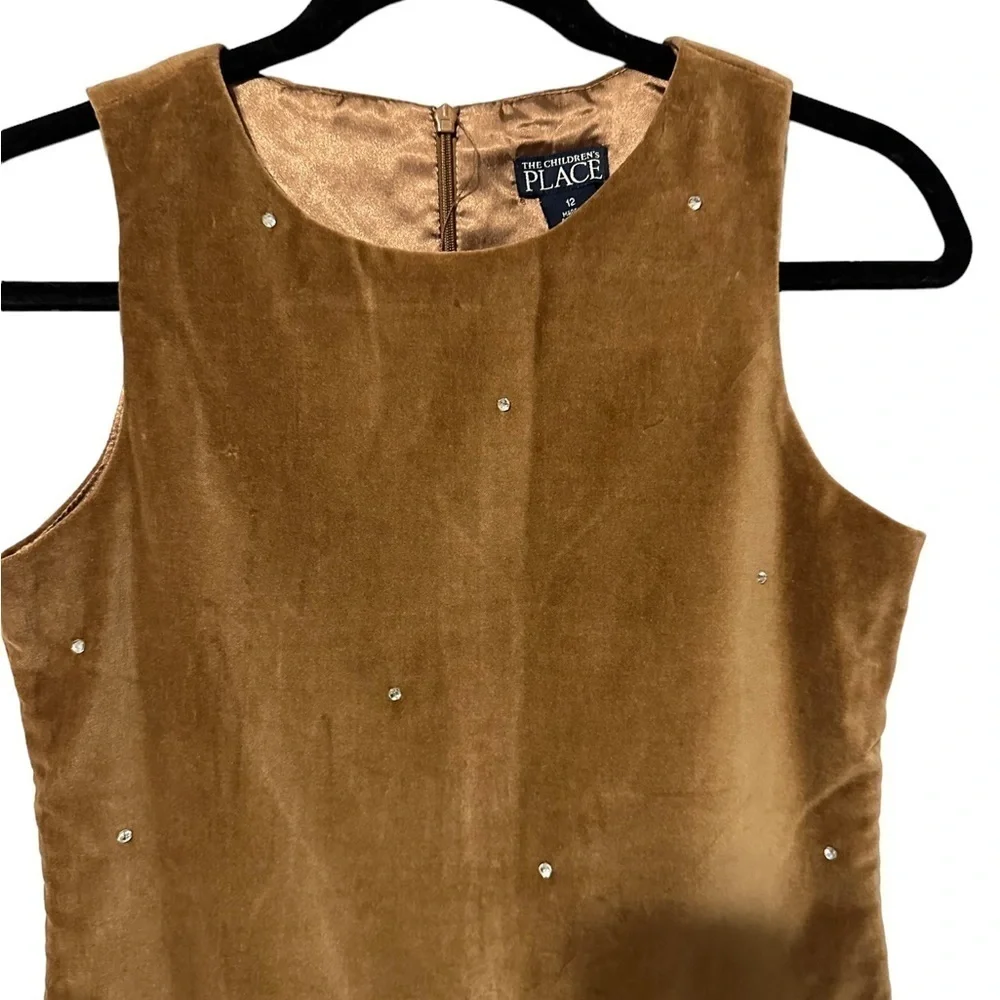 The Childrens Place‎ Brown Velvet Sparkle Sheath Dress Girls Size 12 Holiday